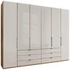 DREHTÜRENSCHRANK 300/216/58 cm 6-türig Champagner, Eiche Bianco  - Schieferfarben/Eiche Bianco, KONVENTIONELL, Glas/Holzwerkstoff (300/216/58cm) - Dieter Knoll