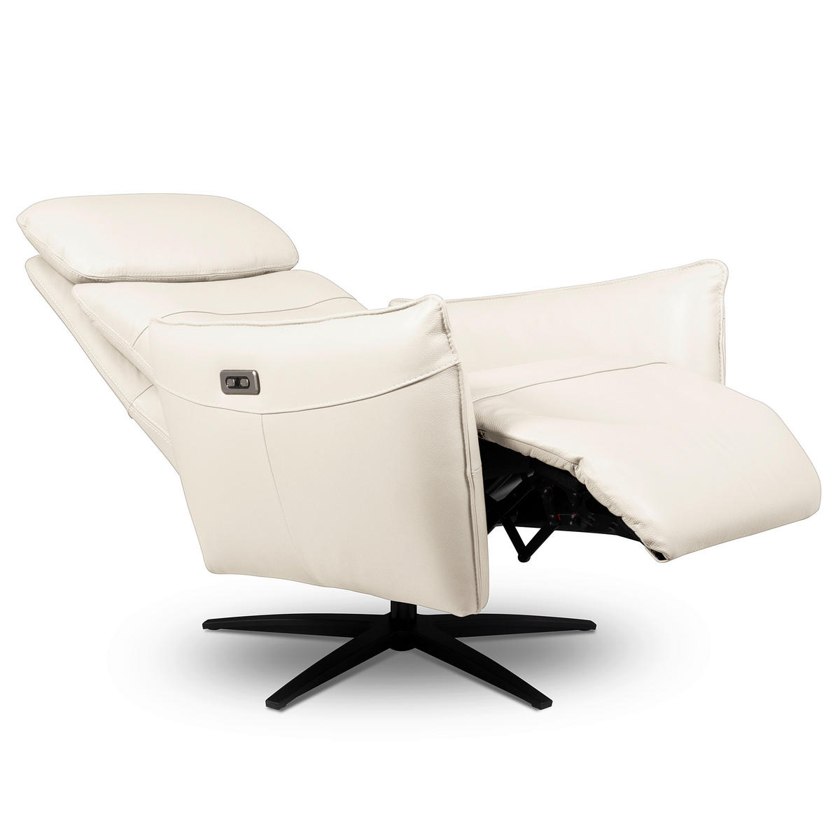 RELAXSESSEL in Leder Weiß  - Schwarz/Weiß, Design, Leder/Metall (77/107/88cm) - Livetastic