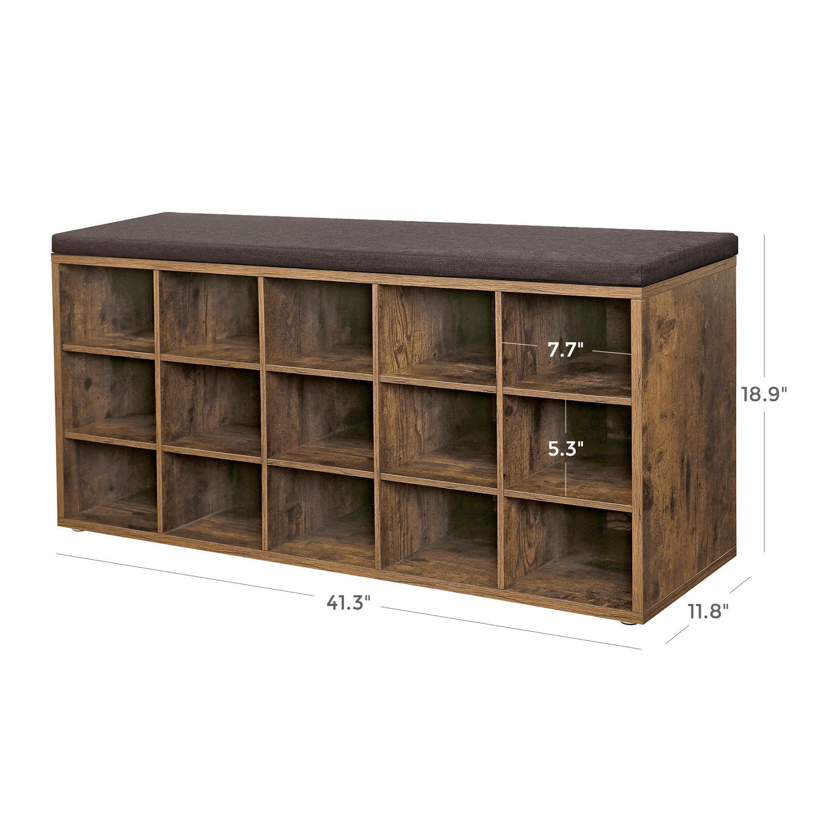 Thumbnail - Boxxx Schuhbank, Braun, Textil, Vintage, 2-Sitzer, 105x48x30 cm, in verschiedenen Holz-Dekoren erhältlich, Größen erhält...