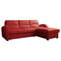 ECKSOFA Lederlook Echtleder Rot  - Rot/Schwarz, Design, Leder/Kunststoff (227/168cm) - Livetastic