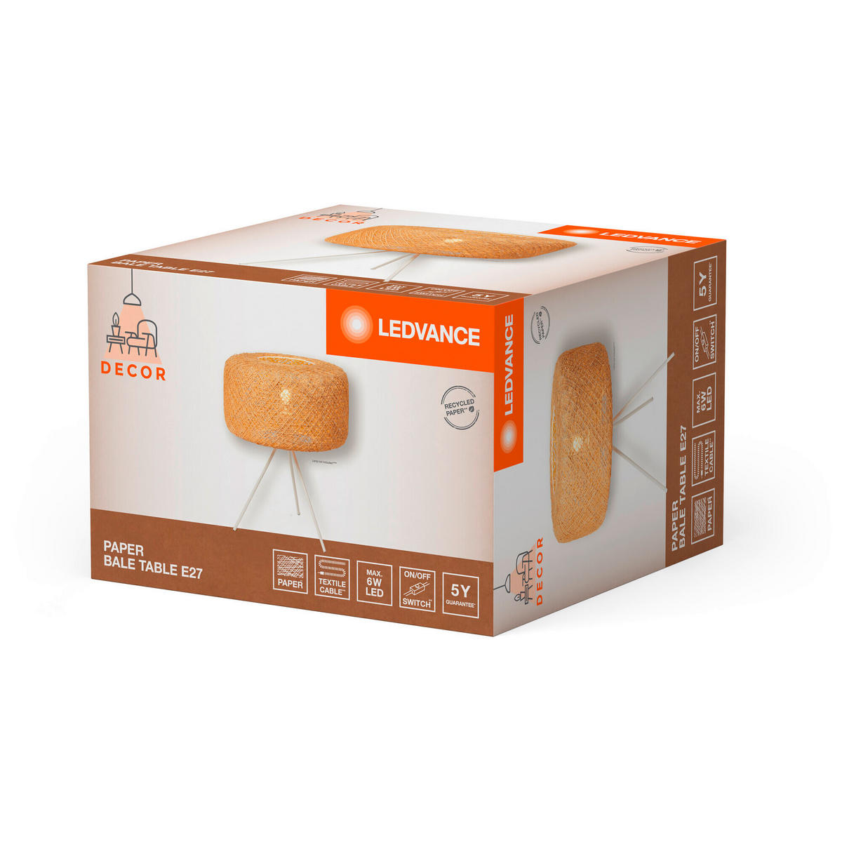 TISCHLEUCHTE 40/48,5 cm   - Beige, Natur, Papier/Metall (40/48,5cm) - Ledvance