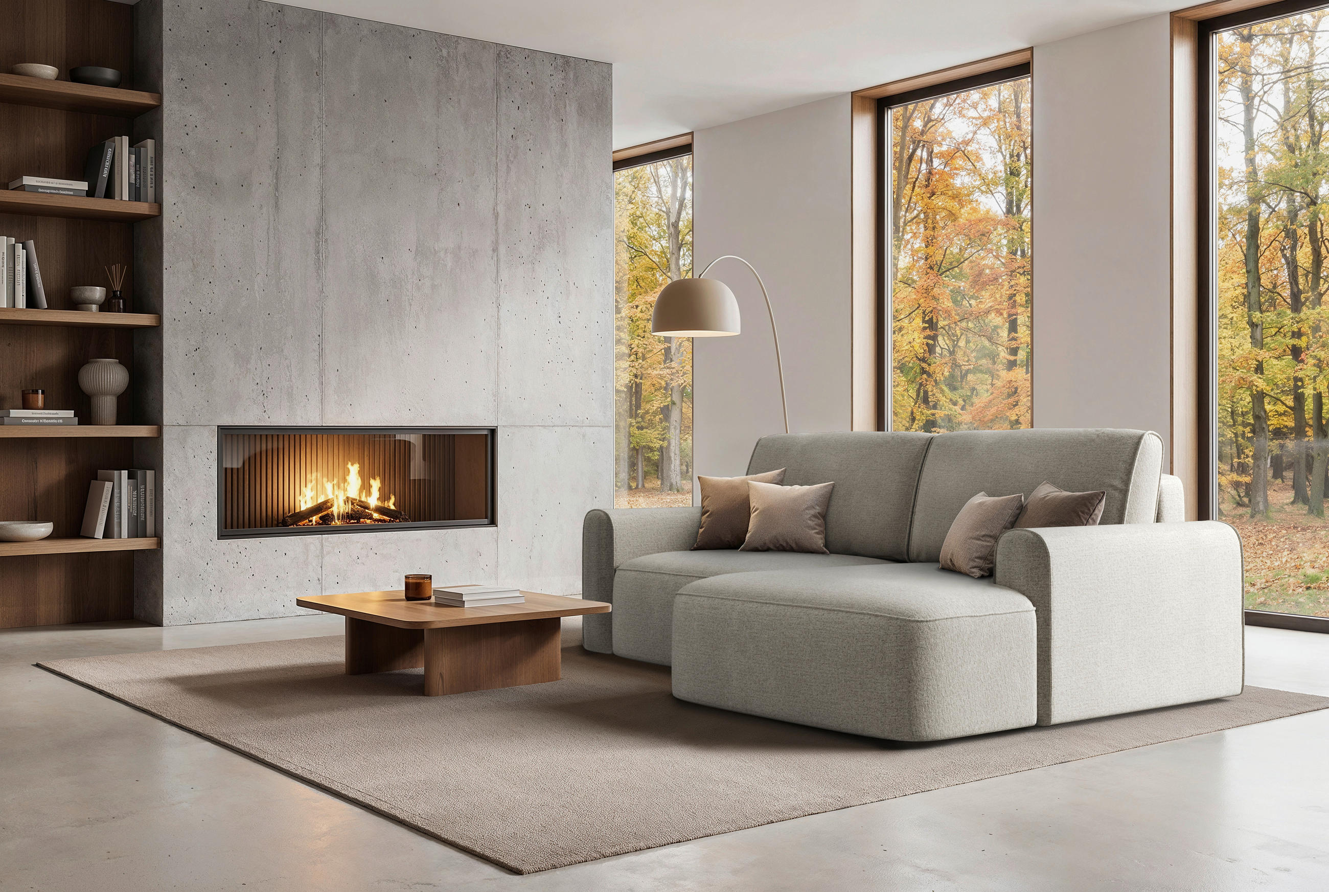 ECKSOFA PIEMONTE Grau Chenille Rückenkissen, Bettkasten, Schlaffunktion  - Schwarz/Grau, MODERN, Holz/Kunststoff (250/92cm) - Livetastic