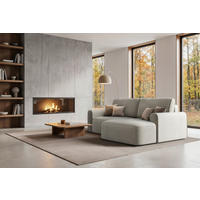 ECKSOFA PIEMONTE Grau Chenille Rückenkissen, Bettkasten, Schlaffunktion  - Schwarz/Grau, MODERN, Holz/Kunststoff (250/92cm) - Livetastic
