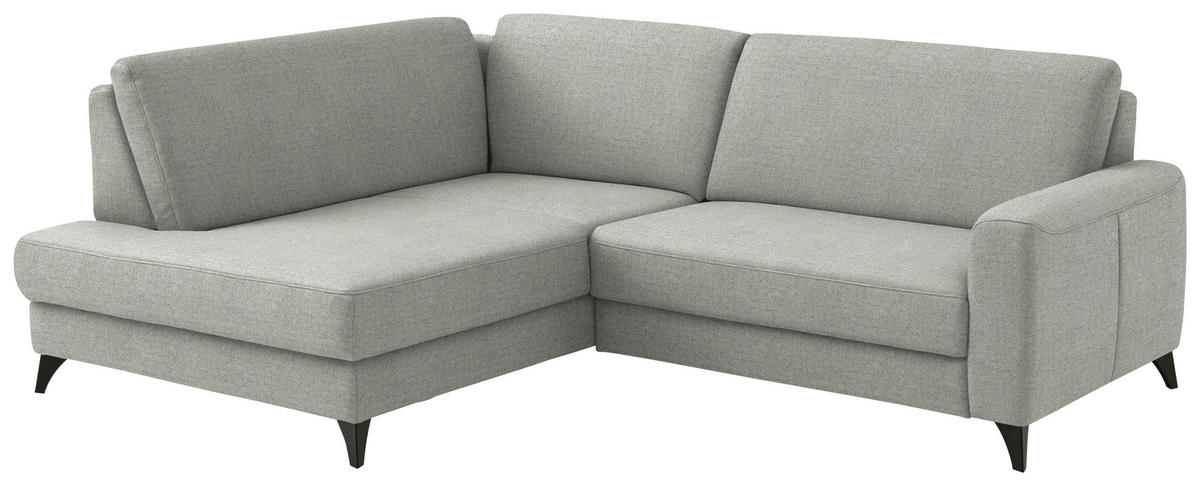 ECKSOFA 182/239 cm  in Chenille Hellgrau Rücken echt  182/239 cm  - Hellgrau/Schwarz, Design, Textil/Metall (182/239cm) - Beldomo Comfort