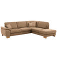 ECKSOFA in Mikrofaser Sandfarben  - Sandfarben/Wildeiche, Natur, Holz/Textil (286/236cm) - Voleo