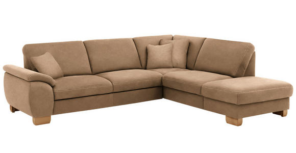 ECKSOFA in Mikrofaser Sandfarben  - Sandfarben/Wildeiche, Natur, Holz/Textil (286/236cm) - Voleo