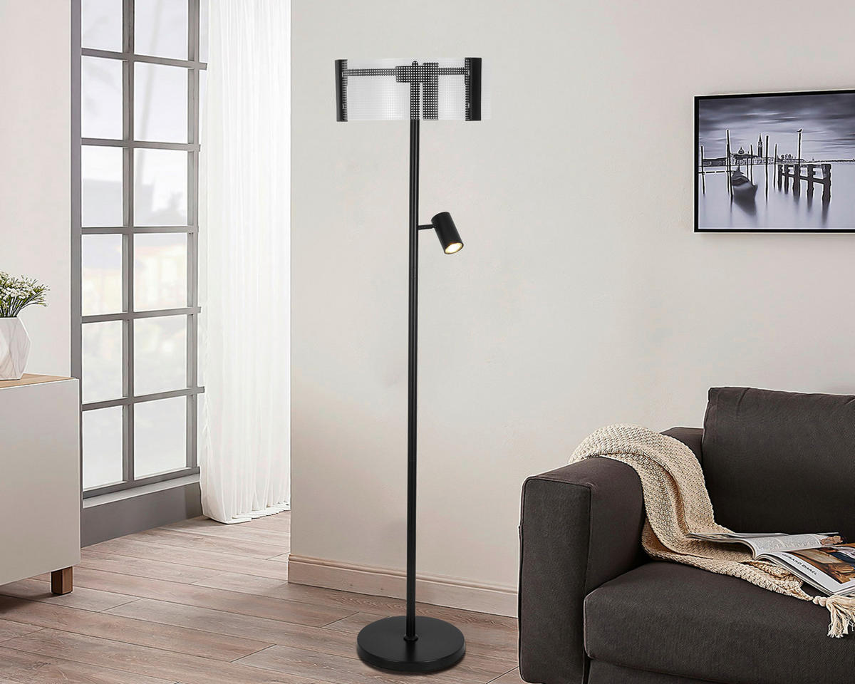 LED-STEHLEUCHTE 40/159 cm   - Transparent/Schwarz, Design, Kunststoff/Metall (40/159cm) - Novel
