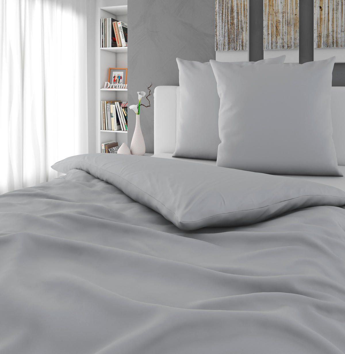 BETTWÄSCHE Kyoto Flachgewebe 200/200 cm  - Hellgrau, Basics, Textil (200/200cm) - Bio:Vio