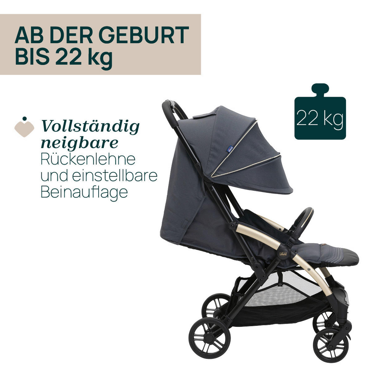BUGGY GOODY XPLUS  - Dunkelgrau, Basics, Textil/Metall (47/86/106cm) - Chicco