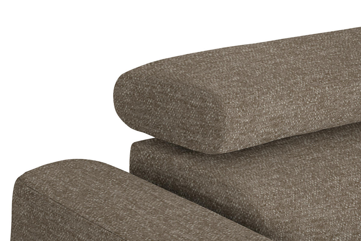 ECKSOFA in Chenille Hellbraun  - Hellbraun/Schwarz, Design, Textil/Metall (280/205cm) - MID.YOU