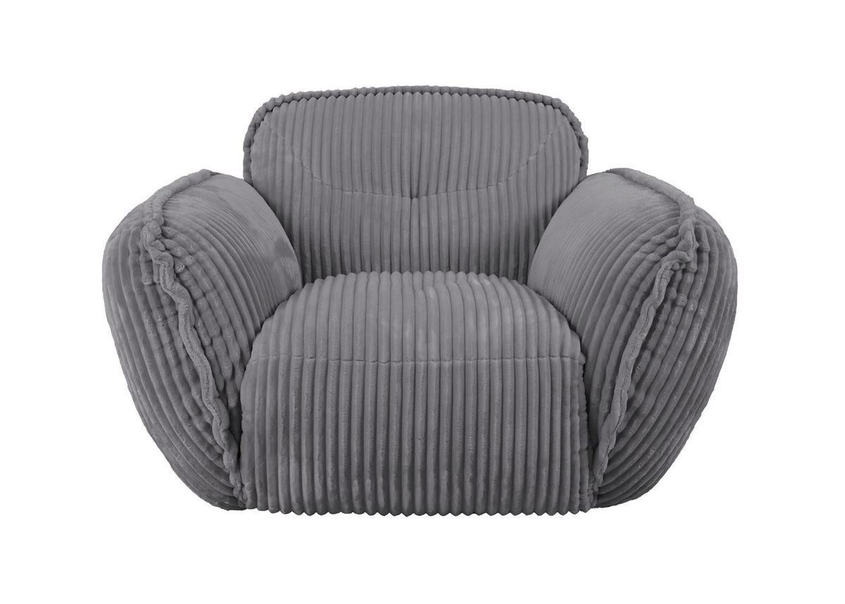 SESSEL in Cord Grau  - Schwarz/Grau, MODERN, Kunststoff/Textil (123/87/120cm) - Trendmanufaktur