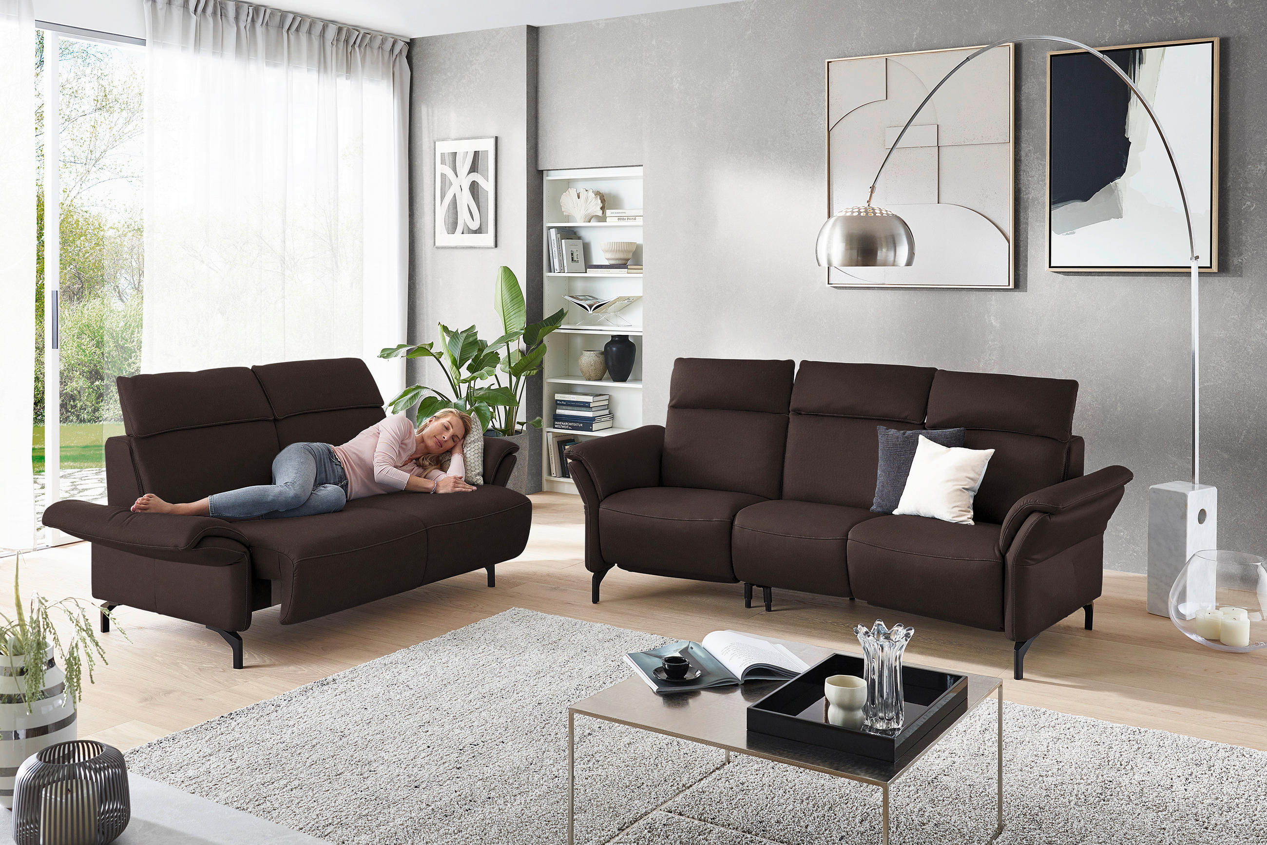 2-SITZER-SOFA in Echtleder Dunkelbraun  - Dunkelbraun/Schwarz, Konventionell, Leder/Metall (178/103/95cm) - Dieter Knoll