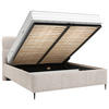 POLSTERBETT 180/200 cm, inkl. gepolstertes Kopfteil, Lattenrost,  in Beige  - Beige/Schwarz, Design, Holz/Textil (180/200cm) - Boxxx