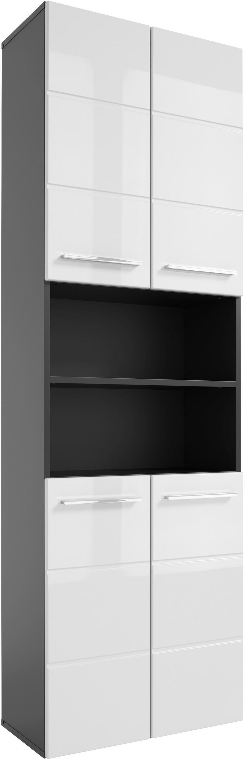 HOCHSCHRANK 60/190/31 cm  - Chromfarben/Weiß Hochglanz, KONVENTIONELL, Holzwerkstoff/Kunststoff (60/190/31cm) - Xora