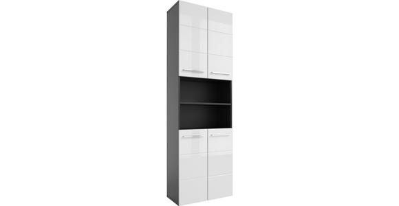 HOCHSCHRANK 60/190/31 cm  - Chromfarben/Weiß Hochglanz, KONVENTIONELL, Holzwerkstoff/Kunststoff (60/190/31cm) - Xora