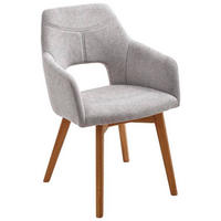 ARMLEHNSTUHL  in Webstoff  - Eichefarben/Hellgrau, Design, Holz/Textil (57/84/57cm) - Voleo