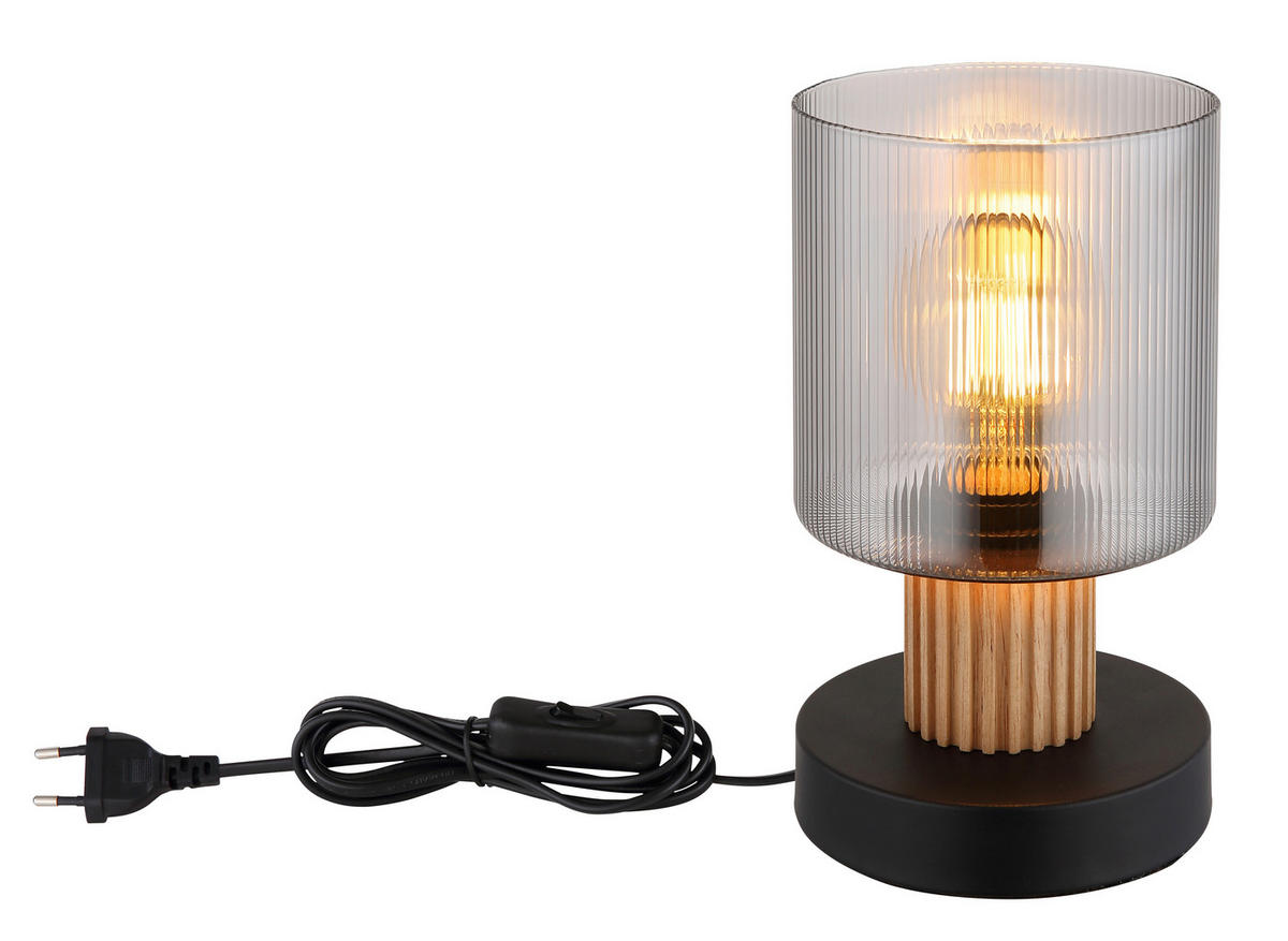 STOLNÍ LAMPA, E27, 12/12/21 cm - tmavě hnědá/černá, Natur, kov/dřevo (12/12/21cm) - Globo