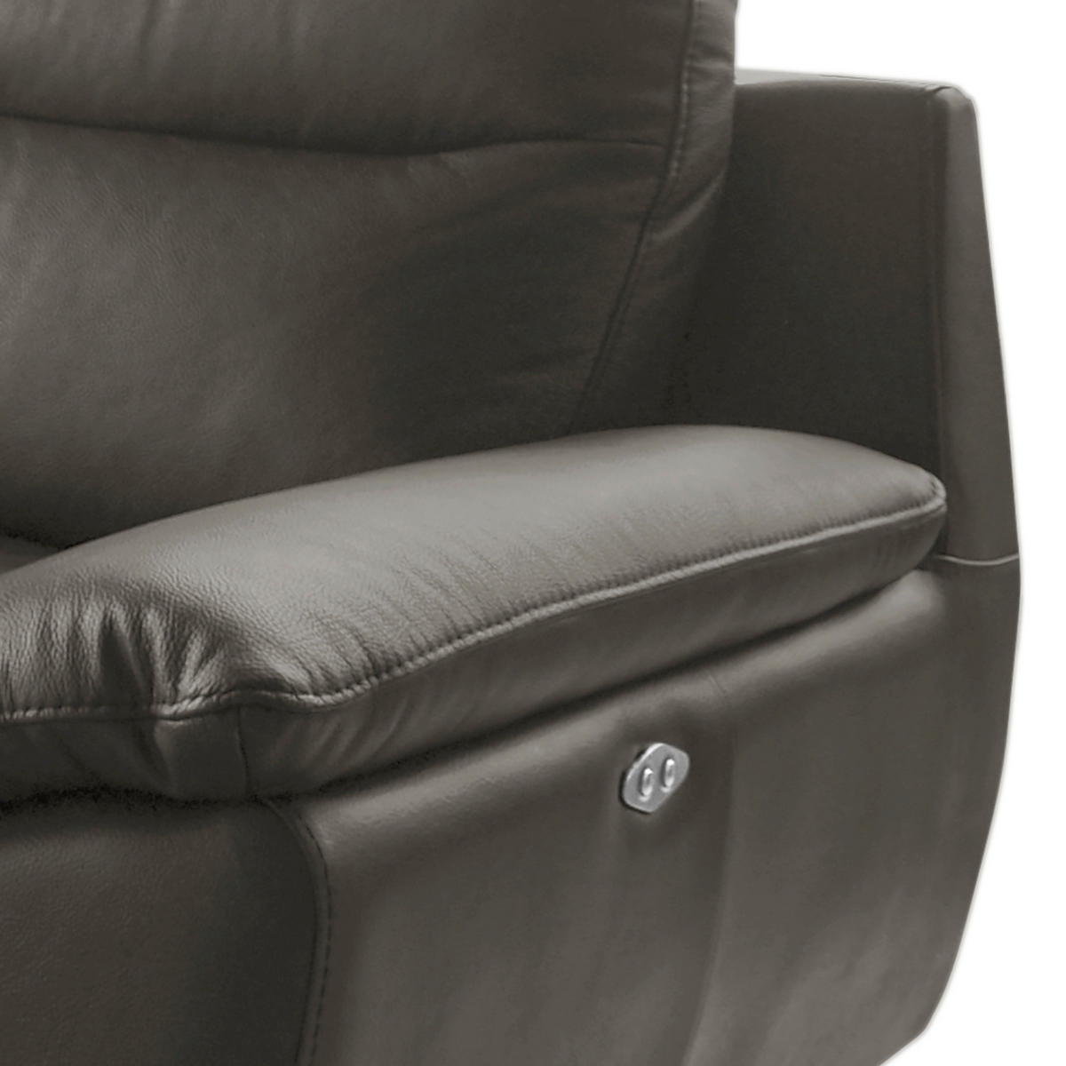 2,5-SITZER 216/95/96 cm PERLE in Echtleder Anthrazit   - Chromfarben/Anthrazit, Design, Leder/Metall (216/95/96cm) - Livetastic