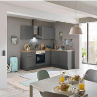 ECKKÜCHE 210/165 cm  in Graphitfarben  - Schwarz/Graphitfarben, Basics, Holzwerkstoff/Metall (210/165cm) - Carryhome