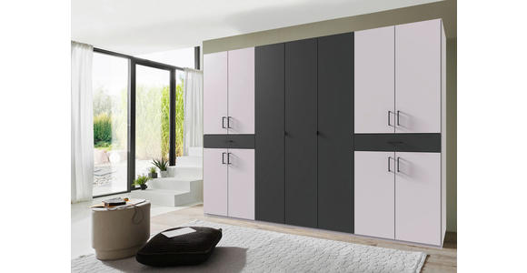 DREHTÜRENSCHRANK in Graphitfarben, Weiß - Schwarz/Graphitfarben, KONVENTIONELL, Holzwerkstoff/Kunststoff (313/208/58cm) - Carryhome