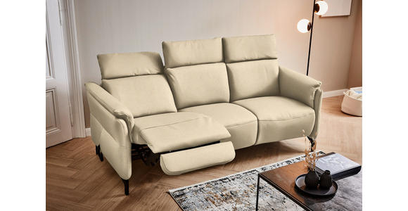 TRAPEZSOFA in Mikrofaser Ecru - Ecru/Schwarz, KONVENTIONELL, Textil/Metall (221/103/95cm) - Dieter Knoll