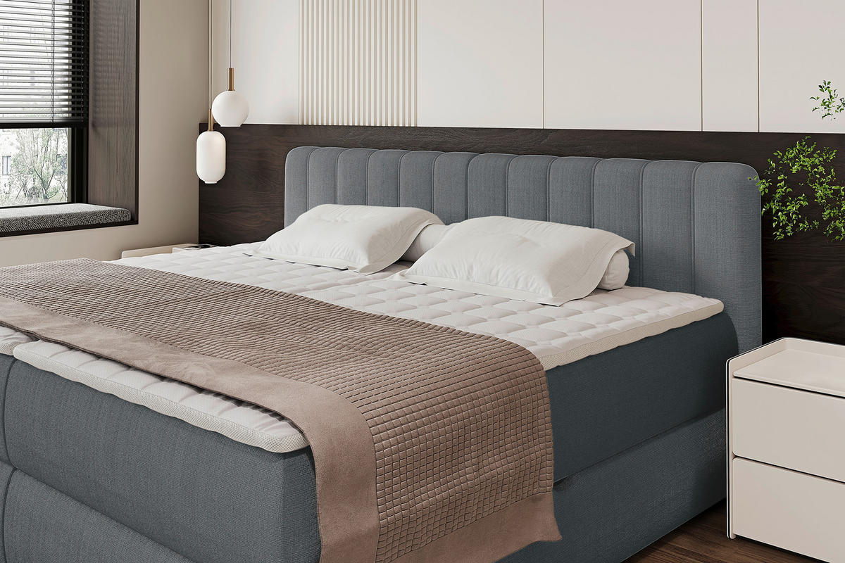 BOXSPRINGBETT 240/200 cm  in Anthrazit  - Anthrazit/Schwarz, Design, Kunststoff/Textil (240/200cm) - Chameo