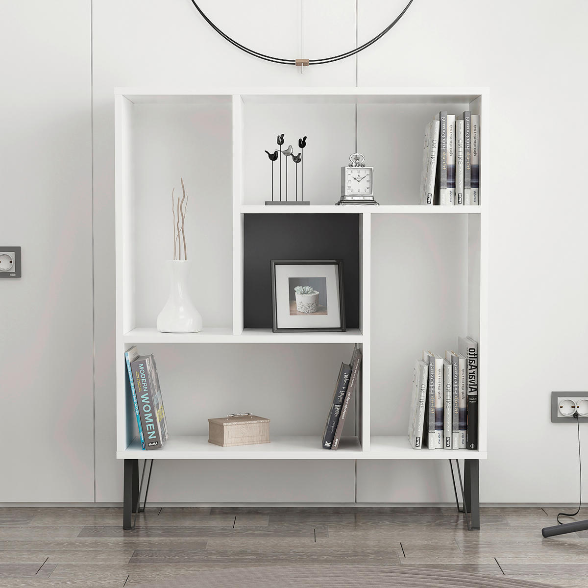 REGAL  90/107,8/25 cm Anthrazit, Weiss  - Weiss/Anthrazit, Design, Holzwerkstoff (90/107,8/25cm) - Livetastic