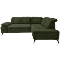 ECKSOFA in Cord Dunkelgrün  - Dunkelgrün/Schwarz, Modern, Textil/Metall (272/200cm) - Livetastic
