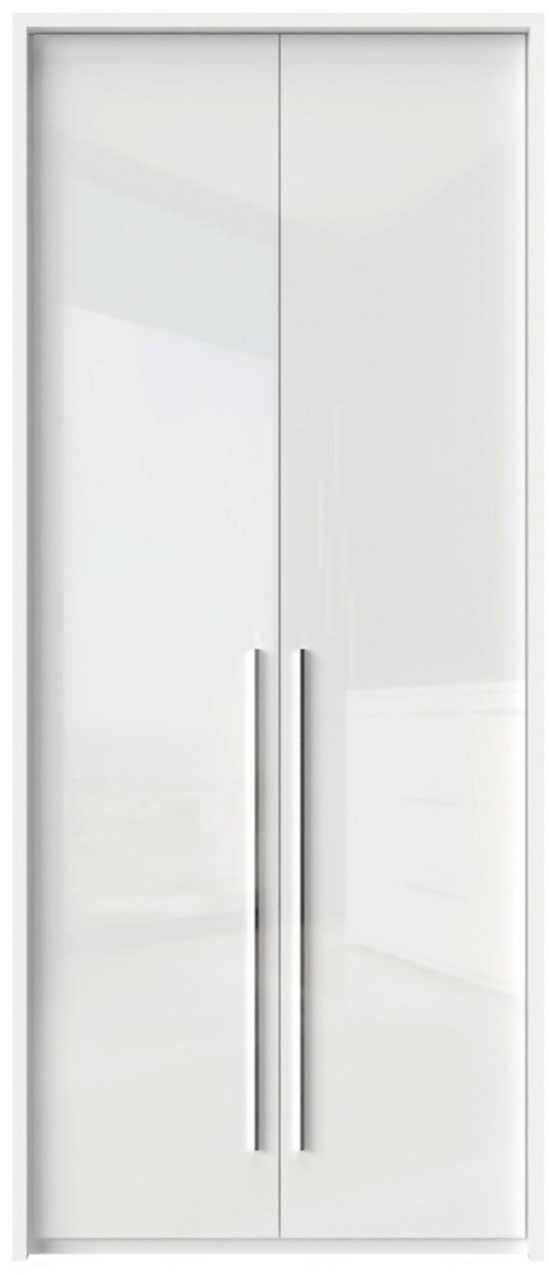 ORMAR SA KLASIČNIM VRATIMA bela visoki sjaj  97/226/60 cm  - bela visoki sjaj/bela, Dizajnerski, pločasti materijal/plastika (97/226/60cm)