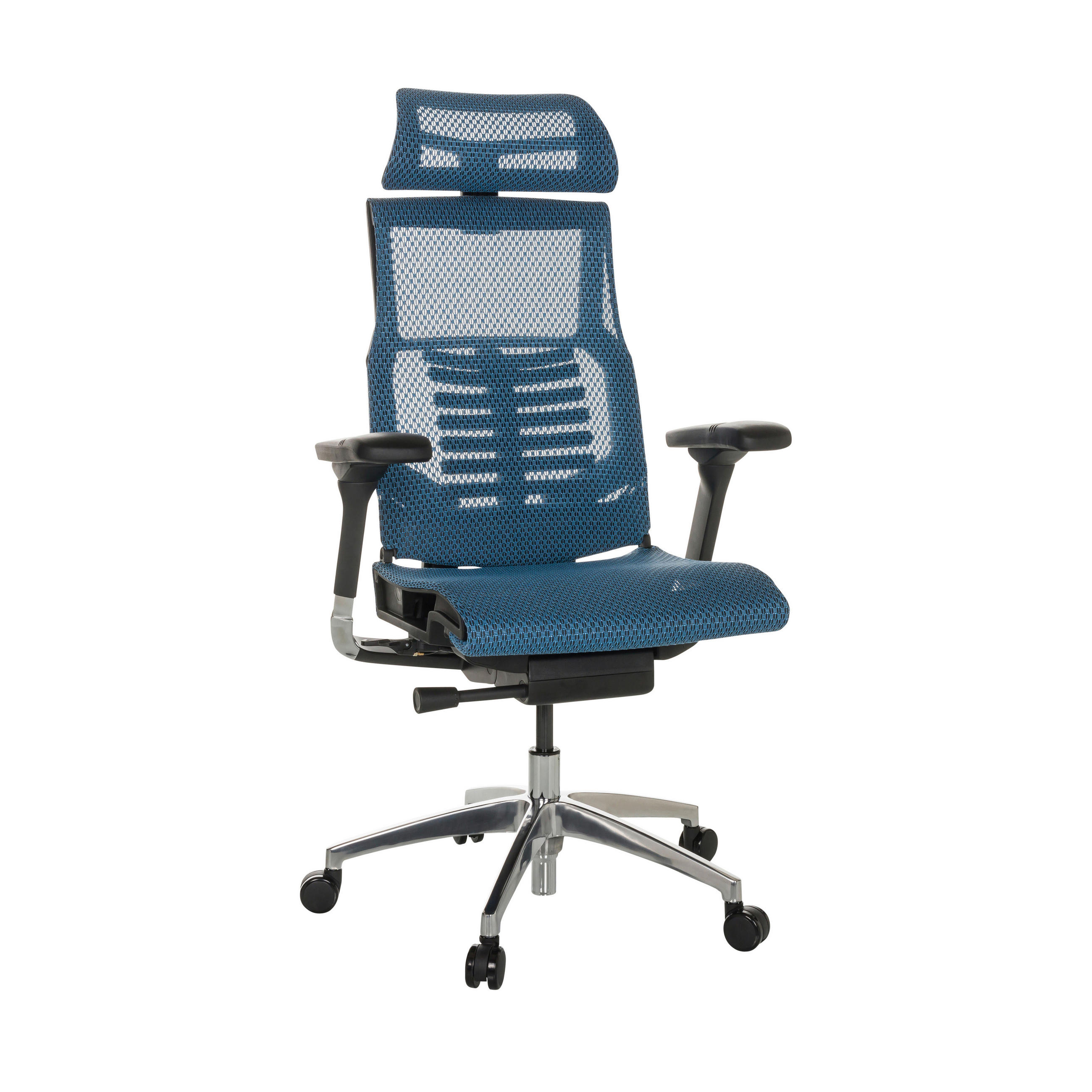 DREHSTUHL  in Netz Blau  - Blau/Silberfarben, Basics, Kunststoff/Textil (67/119-135/60cm) - MID.YOU