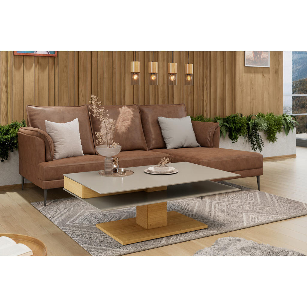 Thumbnail - Voglauer Couchtisch, Grau, Eiche, Holz, Glas, Holzwerkstoff, Wildeiche, furniert, massiv, 1 Schubladen, rechteckig, ecki...