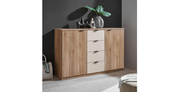 SIDEBOARD  in 140/89,5/38 cm  - Kaschmir/Eichefarben, Design, Holzwerkstoff/Metall (140/89,5/38cm) - Xora