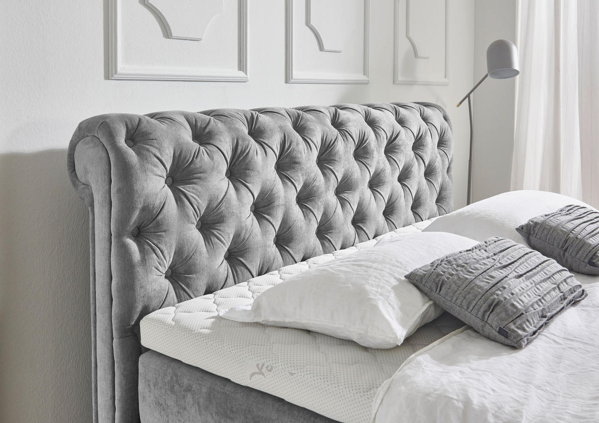BOXSPRINGBETT 180/200 cm  in Grau  - Grau, Modern, Kunststoff/Textil (180/200cm) - MID.YOU
