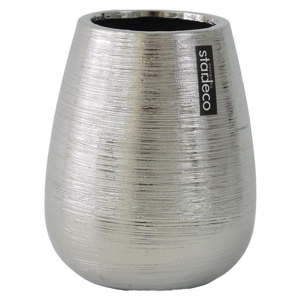 VÁZA, keramika, 16 cm - barvy stříbra