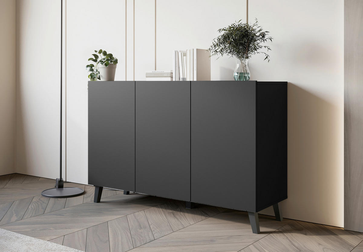 SIDEBOARD  in 120/76/39 cm  - Schwarz, Design, Holzwerkstoff/Kunststoff (120/76/39cm) - Livetastic