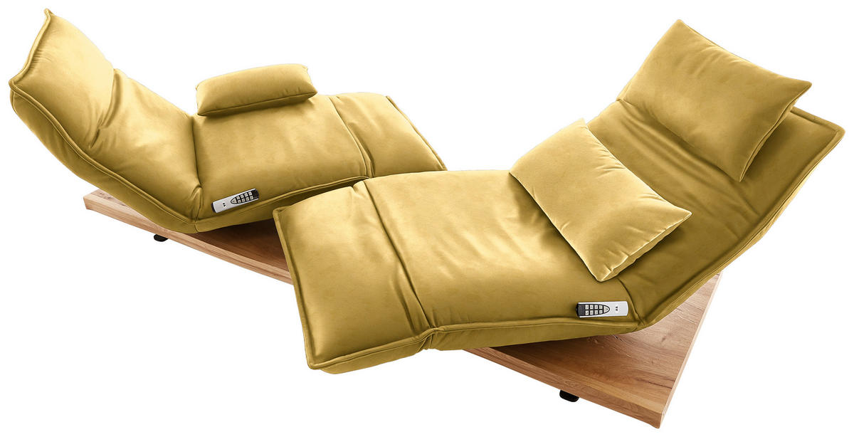 2-SITZER-SOFA in Echtleder Gelb  - Eichefarben/Gelb, Natur, Leder/Holz (240/63/115cm) - Koinor