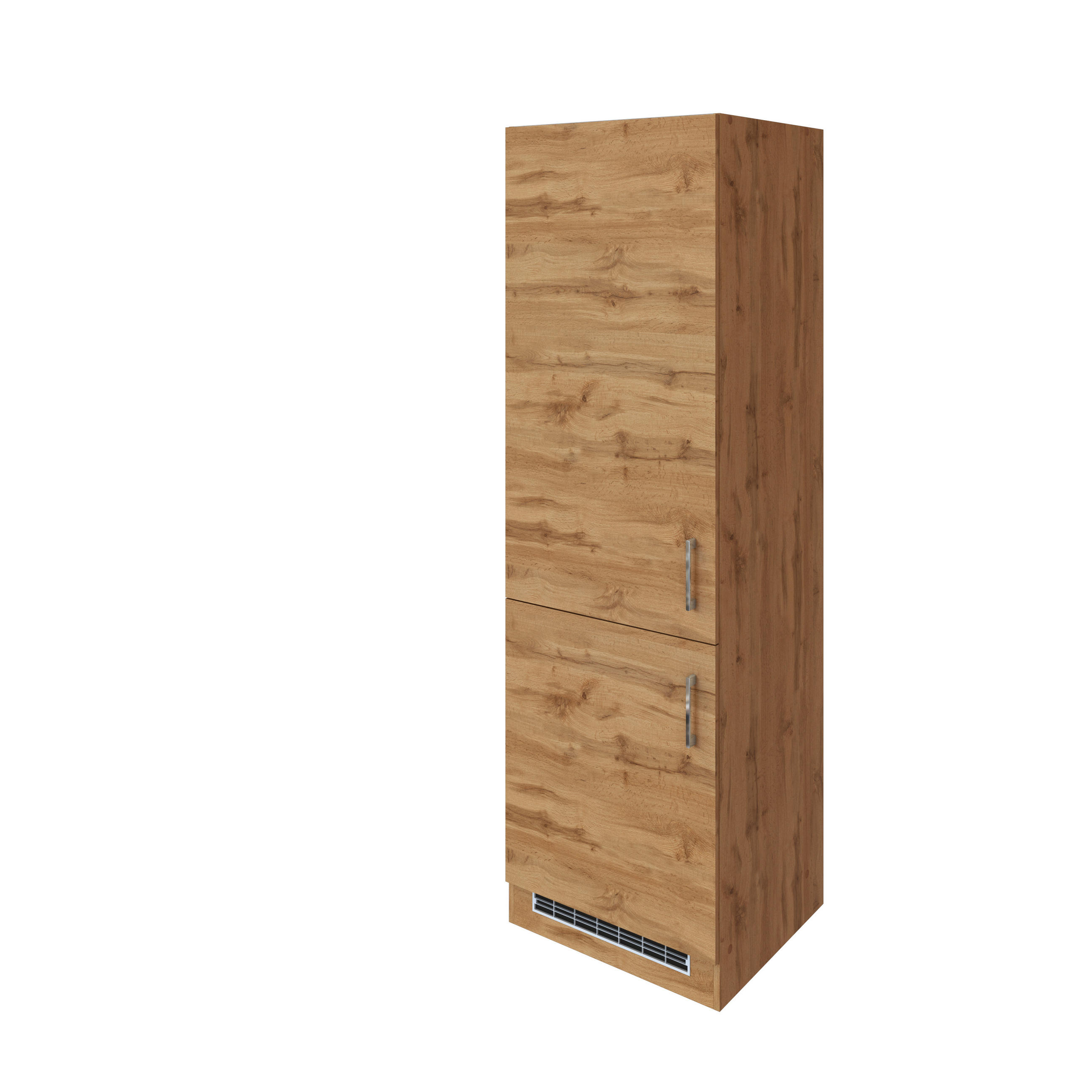 GERÄTEUMBAUSCHRANK 60/200/60 cm  in Eichefarben  - Chromfarben/Eichefarben, MODERN, Holzwerkstoff/Metall (60/200/60cm) - Held
