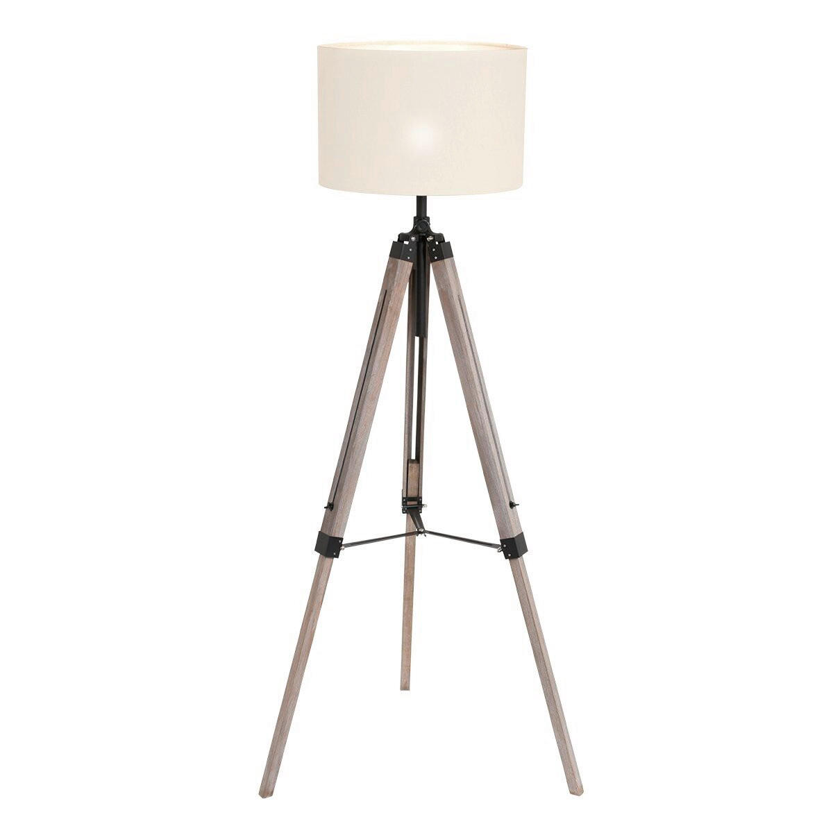 STEHLEUCHTE - Weiss/Eiche grau, Trend, Naturmaterialien/Holz (75/125-165/75cm)