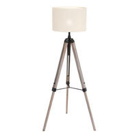 STEHLEUCHTE - Weiss/Eiche grau, Trend, Naturmaterialien/Holz (75/125-165/75cm)
