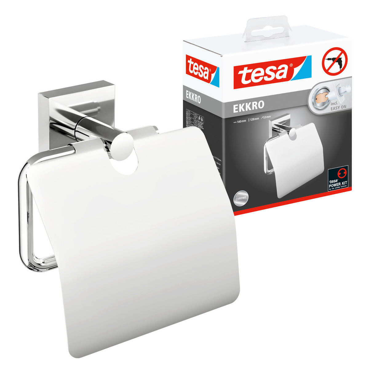 TOILETTENPAPIERHALTER - Chromfarben, Basics, Metall (14/12,8/5,25cm) - Tesa