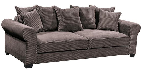 SCHLAFSOFA mit Stoffauswahl, Liegefunktion, Rücken echt Cord Braun - Schwarz/Braun, KONVENTIONELL, Kunststoff/Textil (250/95/125cm) - Hom`in