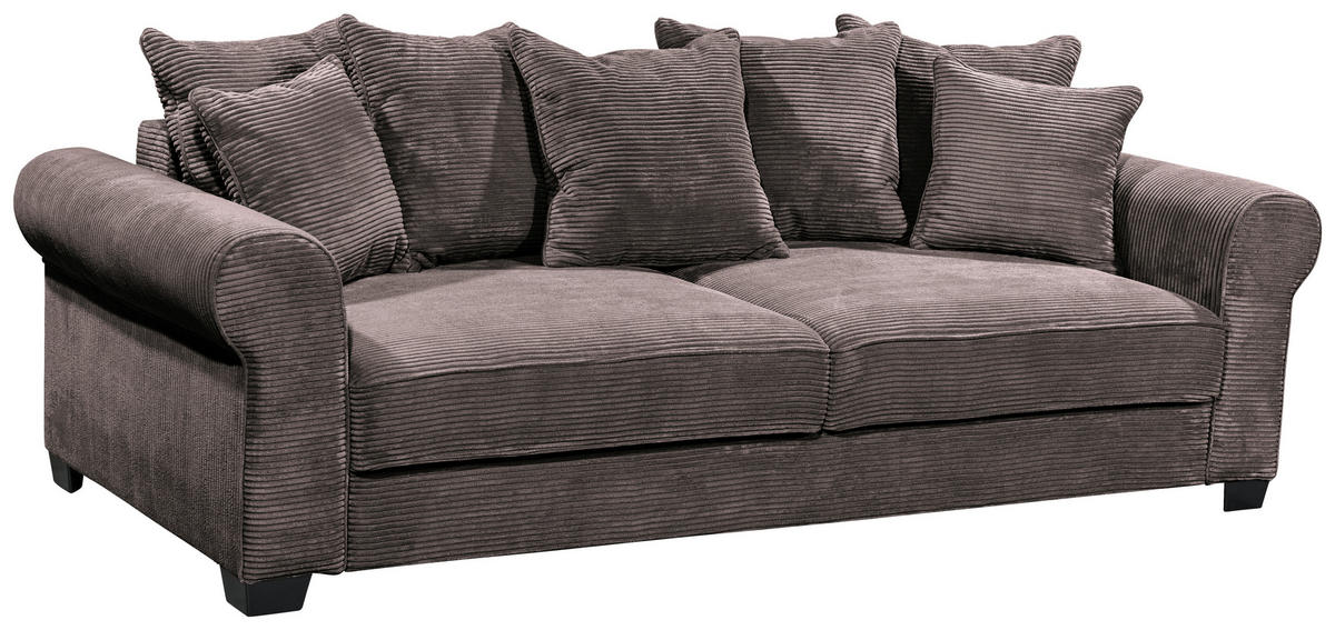 SCHLAFSOFA  mit Stoffauswahl, Liegefunktion, Rücken echt Cord Braun  - Schwarz/Braun, KONVENTIONELL, Kunststoff/Textil (250/95/125cm) - Hom`in