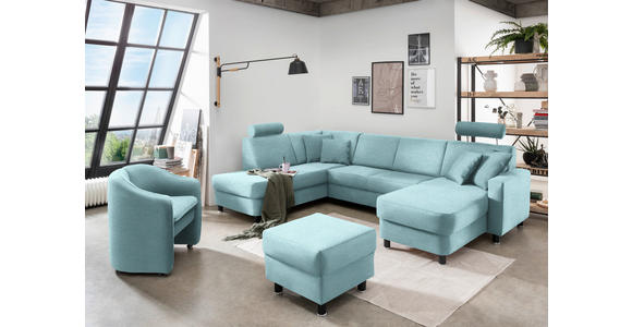 WOHNLANDSCHAFT  in Webstoff Türkis  - Türkis/Schwarz, Design, Holz/Textil (198/296/165cm) - Xora