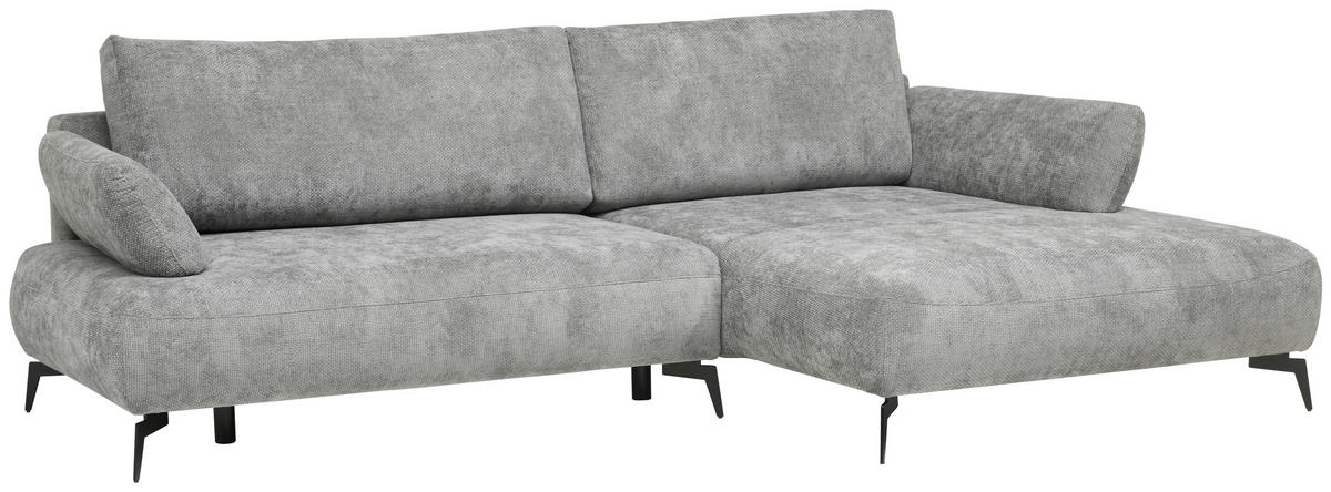 ECKSOFA COLORADO Grau Struktur  - Schwarz/Grau, Design, Textil/Metall (284/186cm) - Livetastic