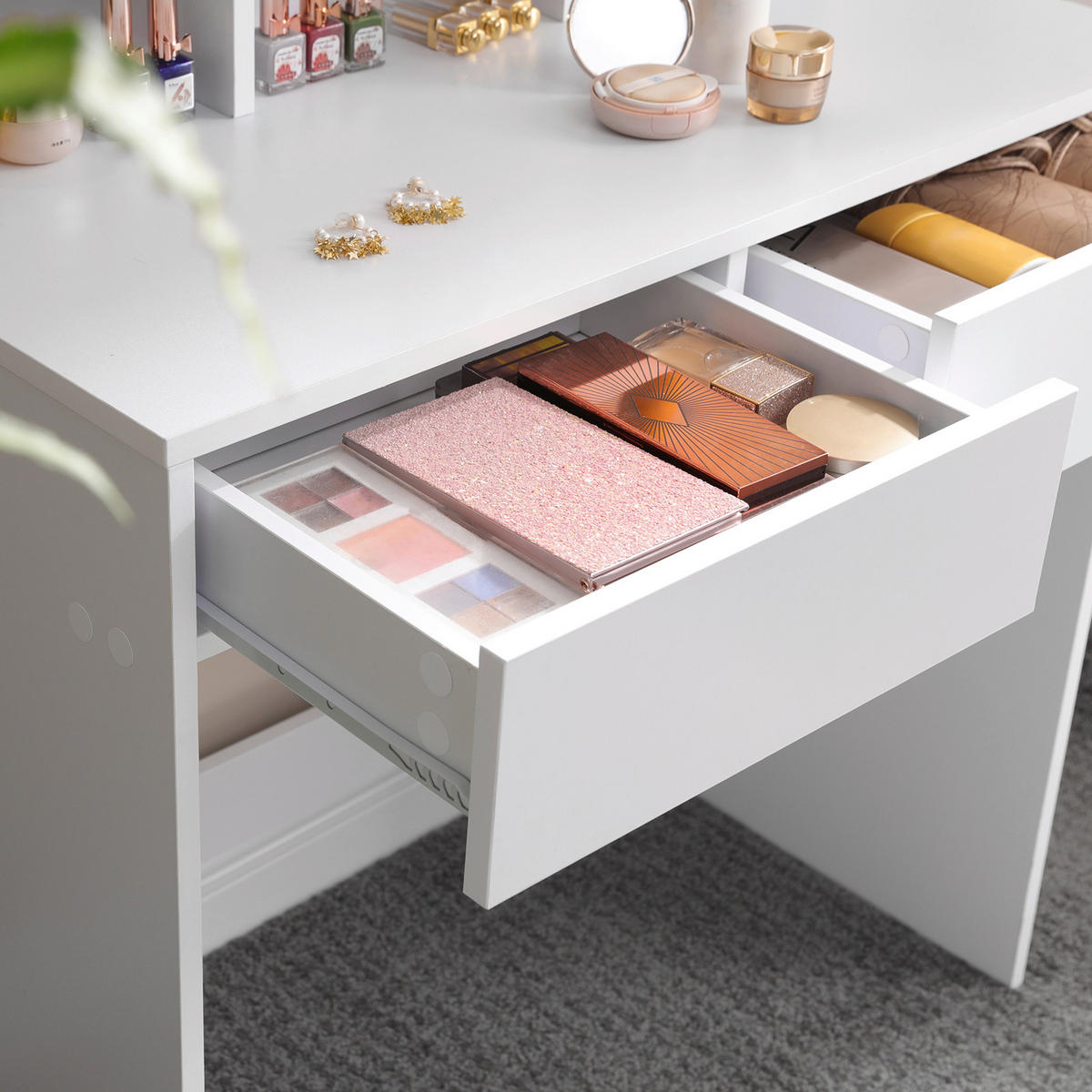 SCHMINKTISCH Weiß  - Weiß, Trend, Glas/Holzwerkstoff (100/40/142cm) - Boxxx