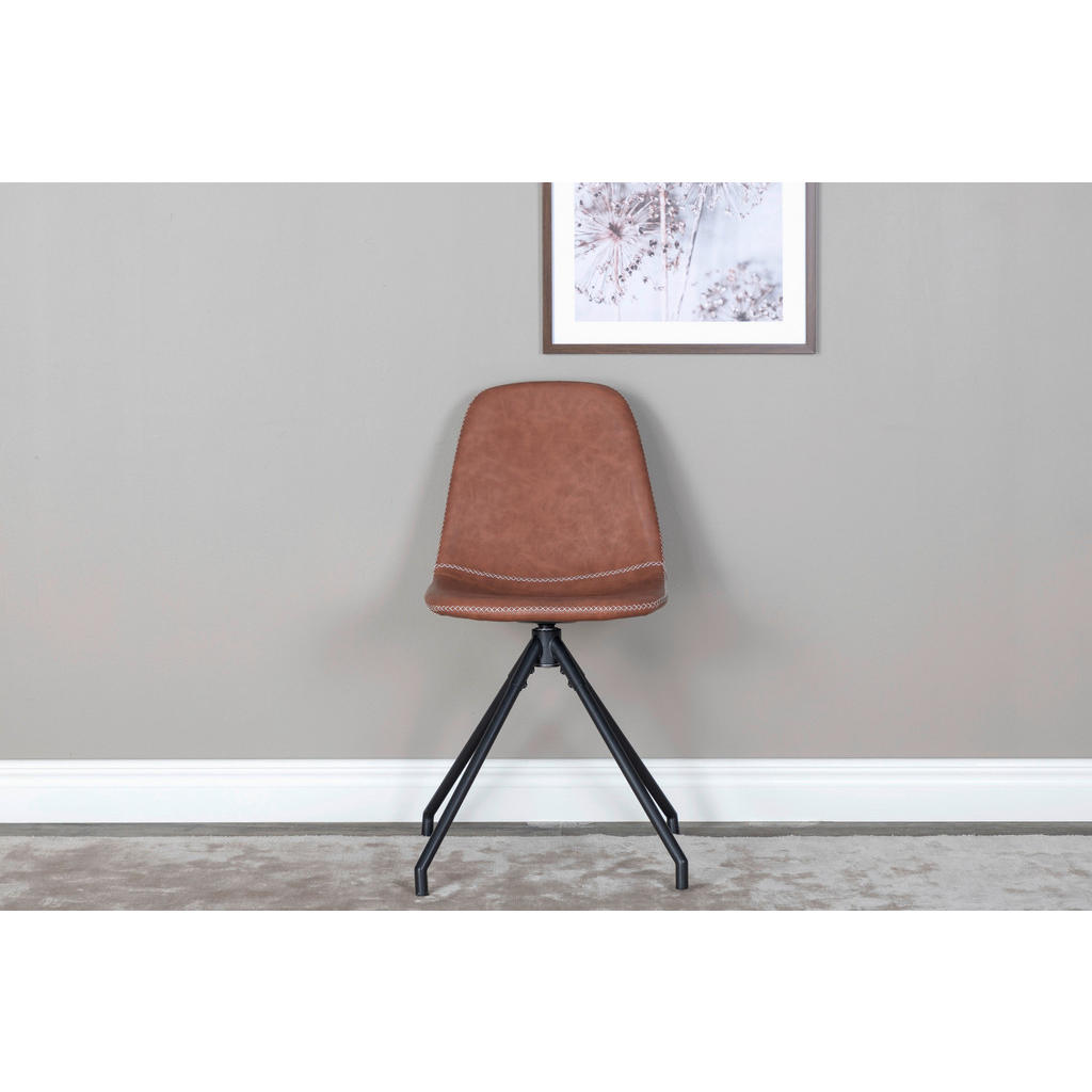 Thumbnail - Livetastic Stuhl-Set, Schwarz, Cognac, Metall, Textil, X-Form, 44x88x54 cm, Sitzfläche 360° drehbar, Stühle