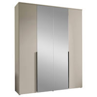 DREHTÜRENSCHRANK 180/225/52 cm,  in Kaschmir, 4 Tür(en)  - Kaschmir/Schwarz, MODERN, Glas/Holzwerkstoff (180/225/52cm) - MID.YOU