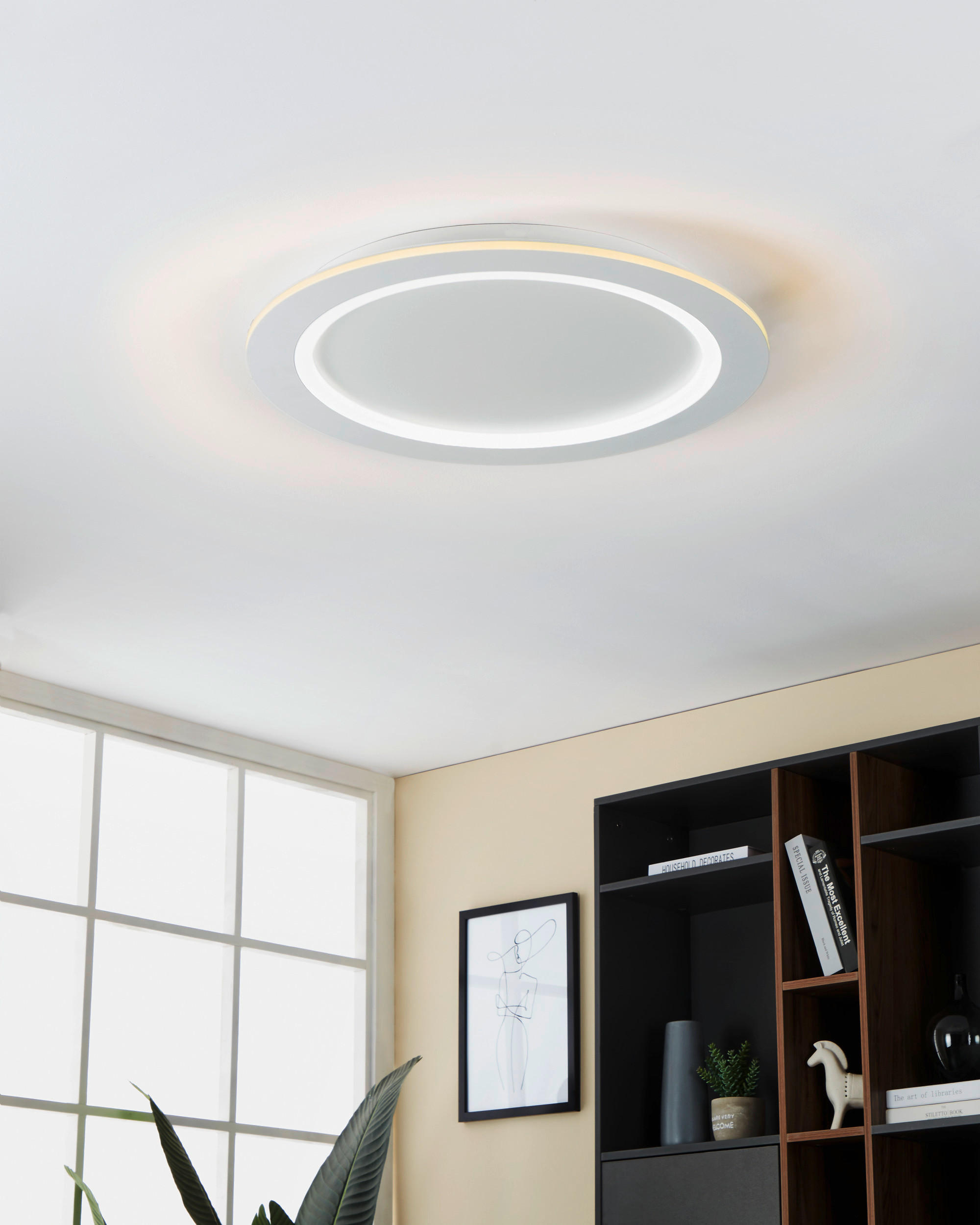 LED-DECKENLEUCHTE PADROGIANO  Smart 59,5 cm  - Weiß, Basics, Kunststoff/Metall (59,5cm) - Eglo