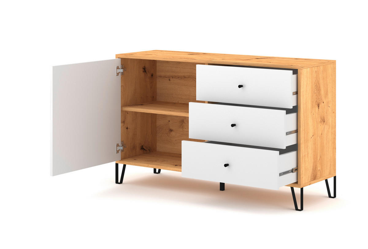 SIDEBOARD  in 123/75/40 cm  - Schwarz/Weiß, Design, Holzwerkstoff/Metall (123/75/40cm) - Livetastic