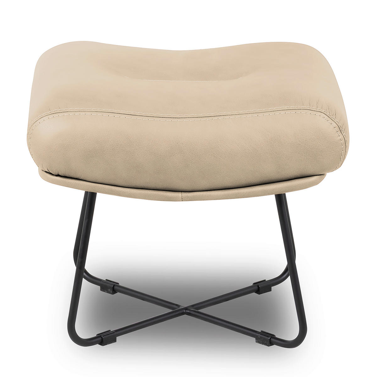 SESSELSET Echtleder Hellgrau  - Hellgrau/Kirschrot, Design, Leder/Metall (67/87/74cm) - Livetastic